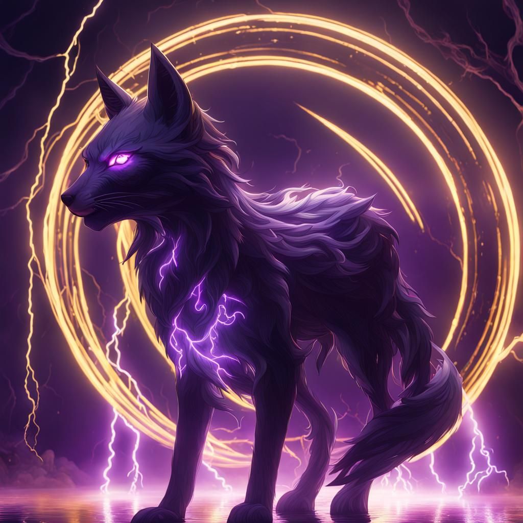 Onyx Lightning Fox in Dark Fantasy Style