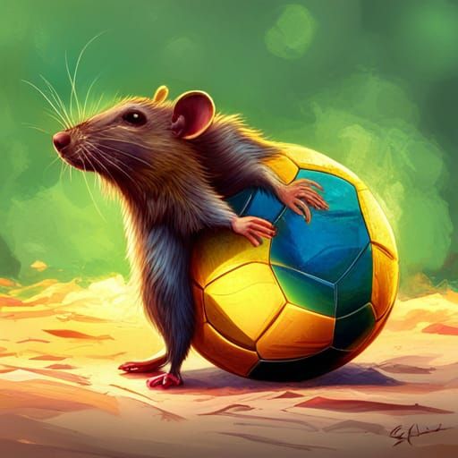 Rat Kicking Soccer Ball in Pixar Style