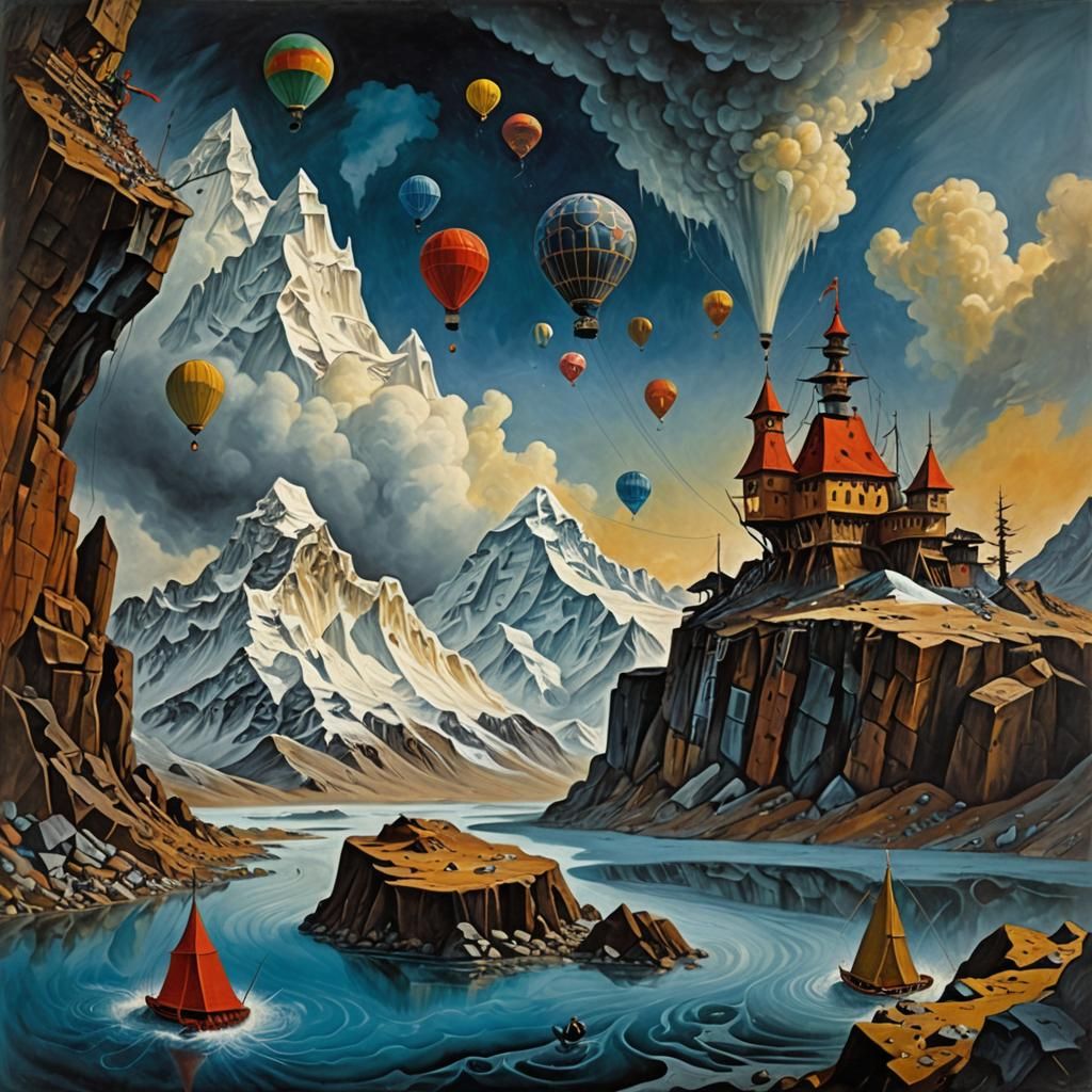 Surreal Aquatic Creatures in Dreamlike Scene