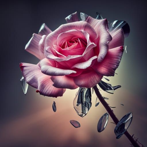Shattered Glass Rose: A Study in Fragility