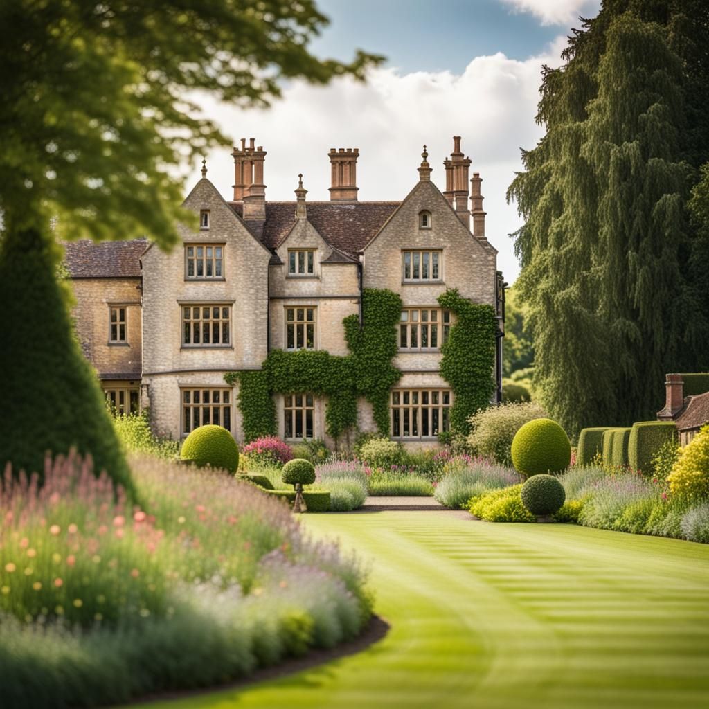 Picturesque English Manor House with Gardens