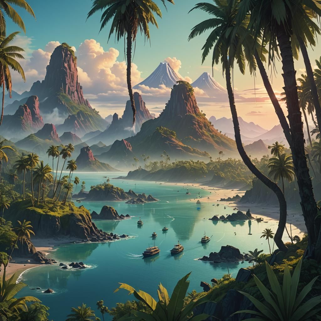 Lush Archipelago: A Fantasy Matte Painting
