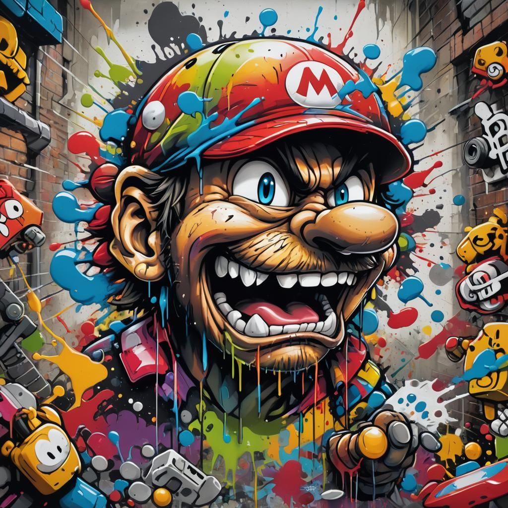 CrackHead Nintendo Brawl in Graffiti Style