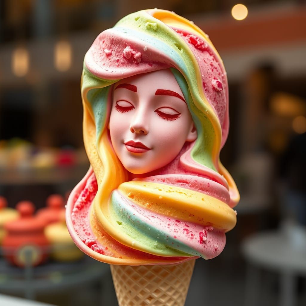 Hyperrealistic Italian Gelato Lady