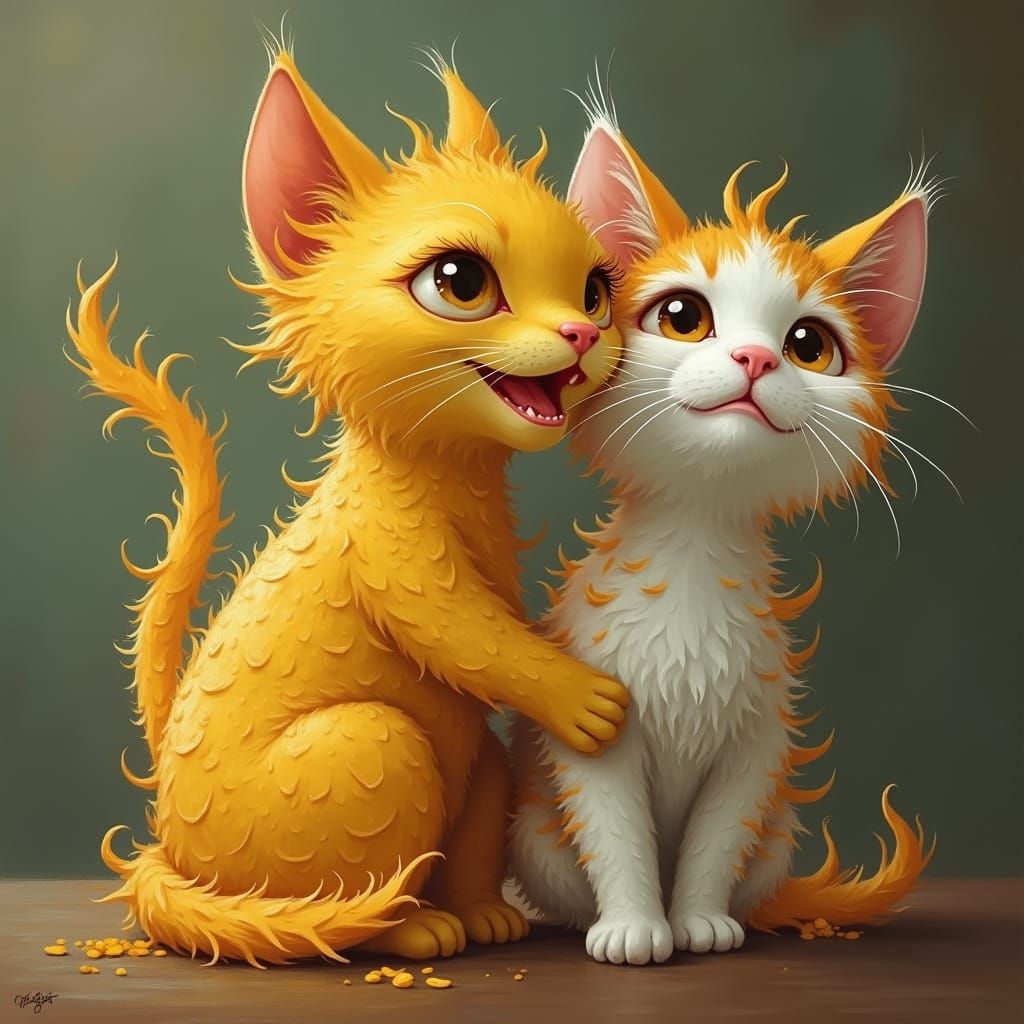 Feline Fruit Hybrid in Vibrant Color Palette