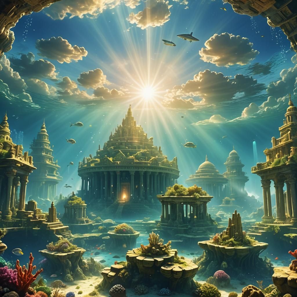 Lost Underwater City Bathed in Divine Light
