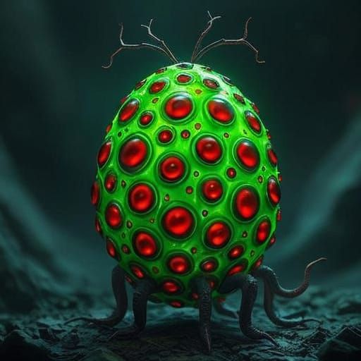 Alien Egg with Millions of Eyes and Tentacles