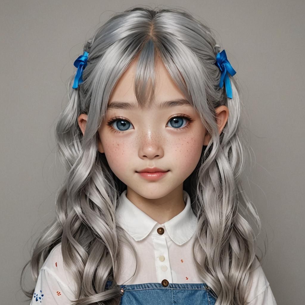 Anime Style Portrait of a Young Girl with Pigtails