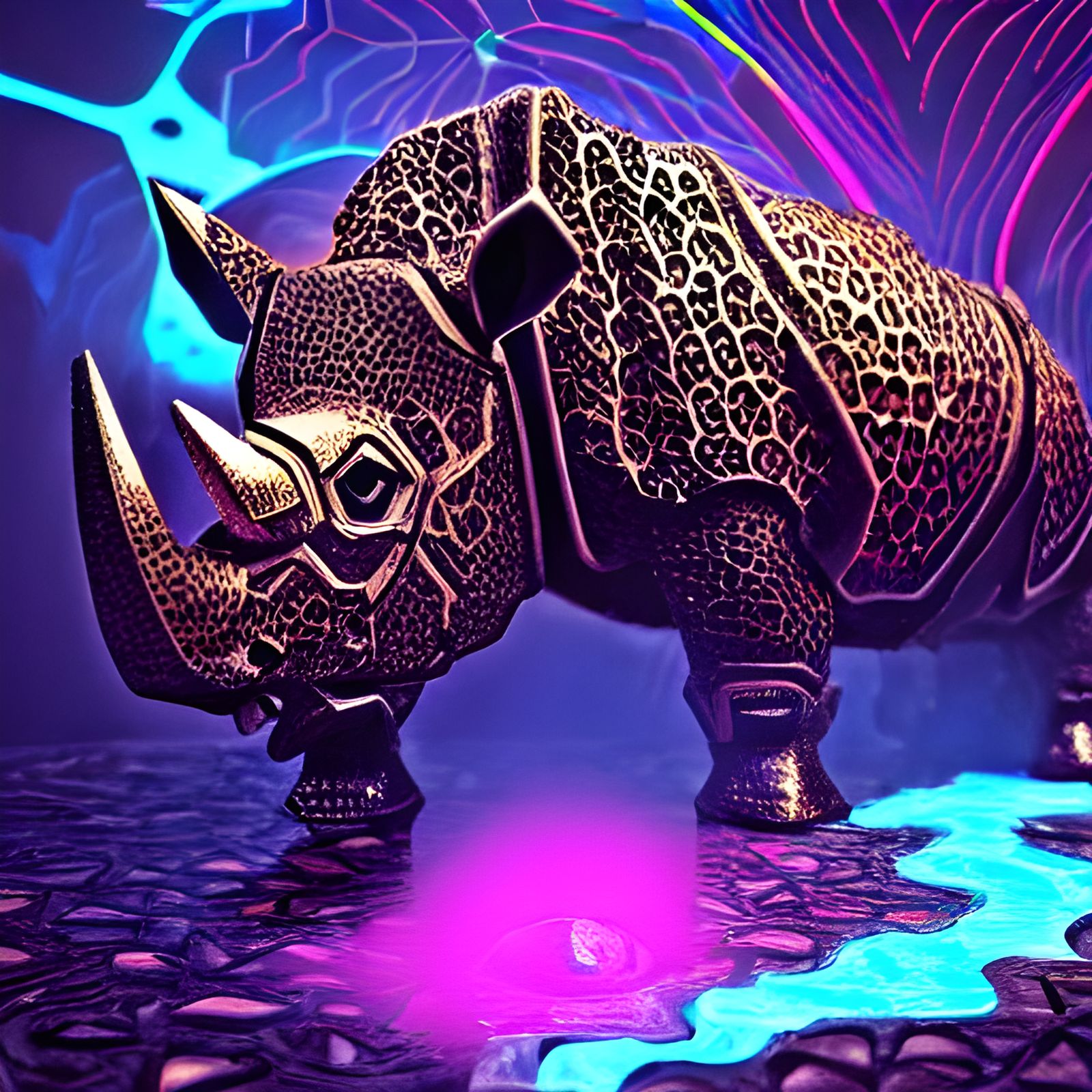 The metallic neon glow Rhino