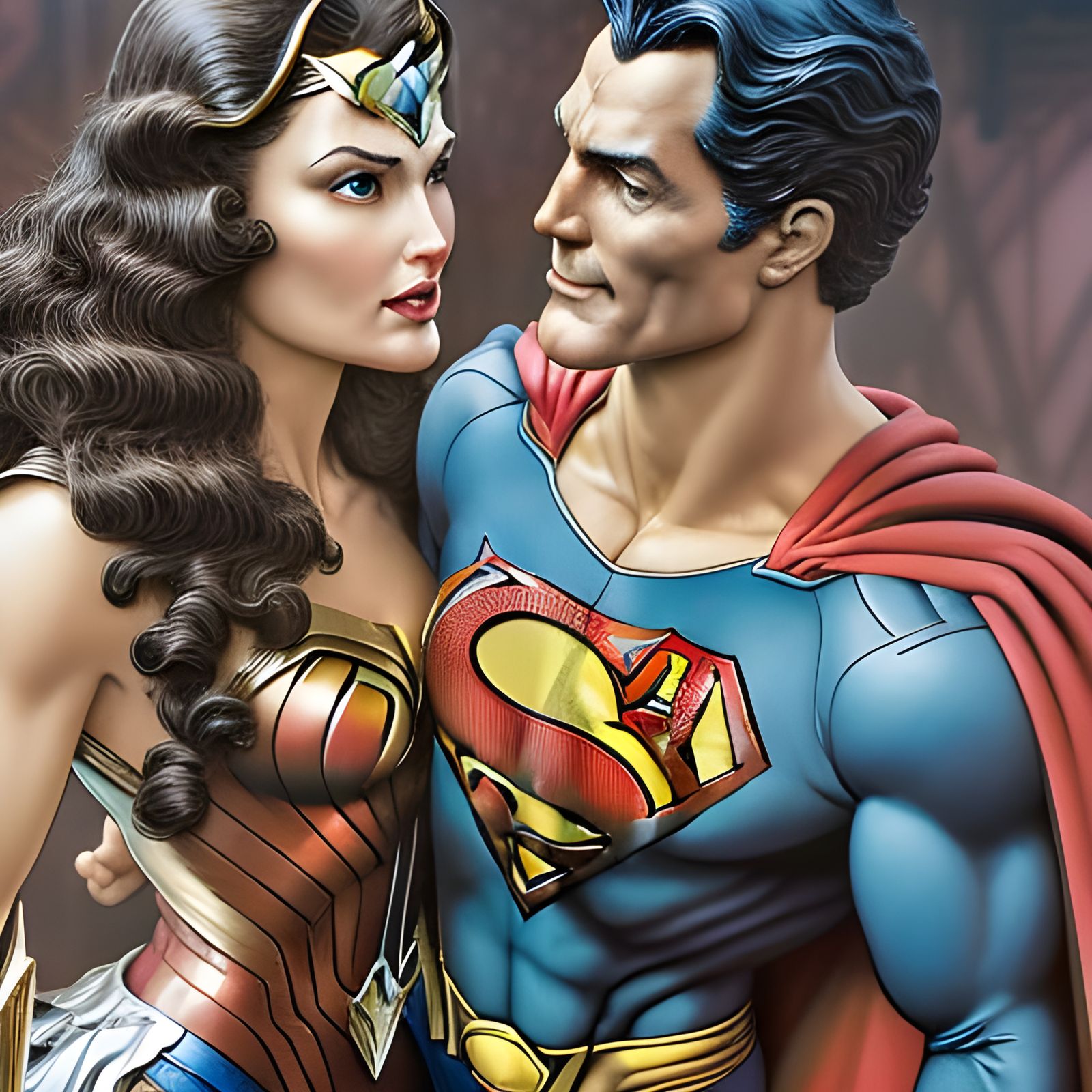 Superman and Wonder Woman Rococo Kiss