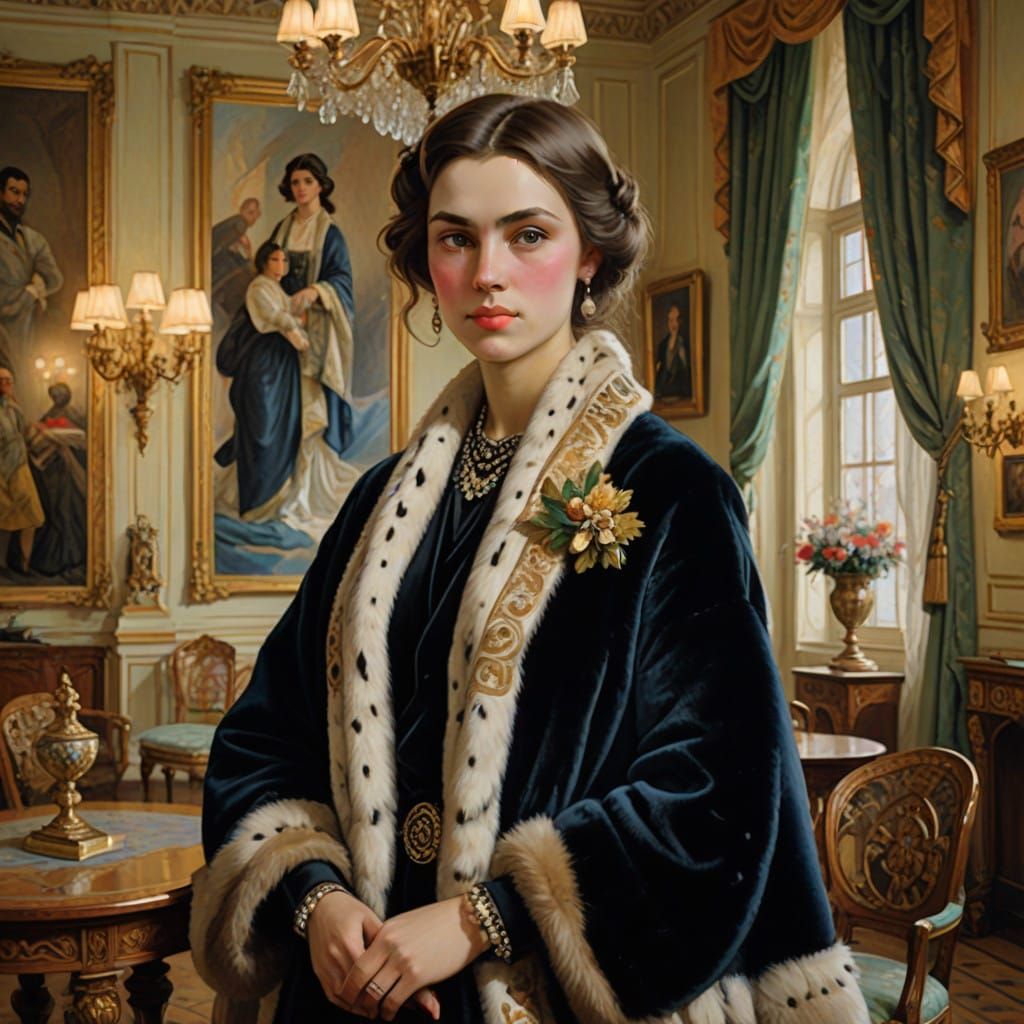 Elegant Russian Aristocrat in Luxurious Surroundings