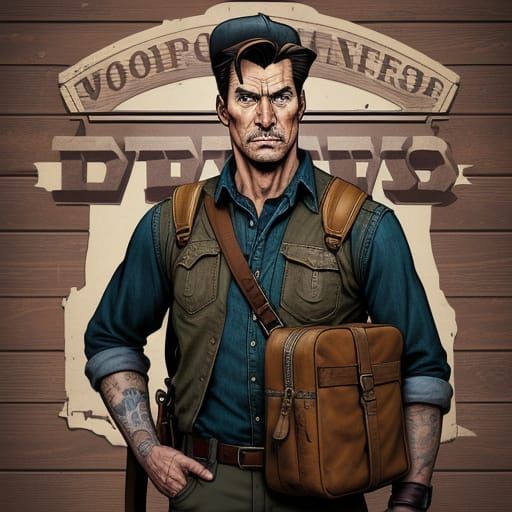 Vintage Postman Bag with Long Adjustable Strap in Comic Book...