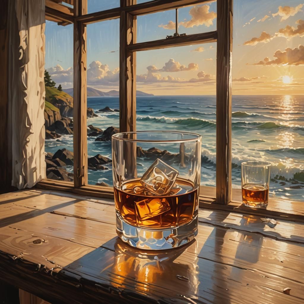 Whiskey in Oil Painting with Rembrandt Lighting