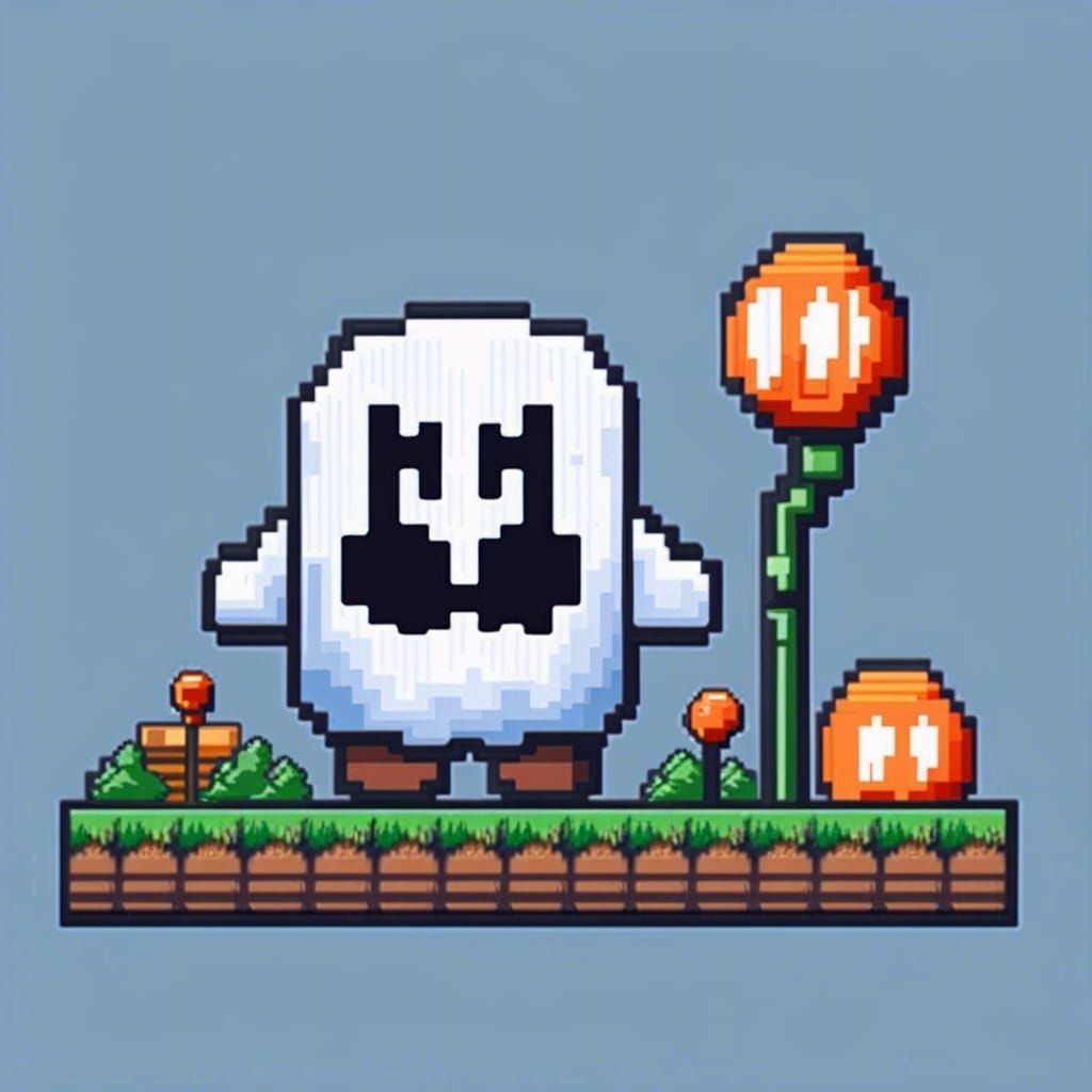 Boo Ghost in Super Mario Pixel Art