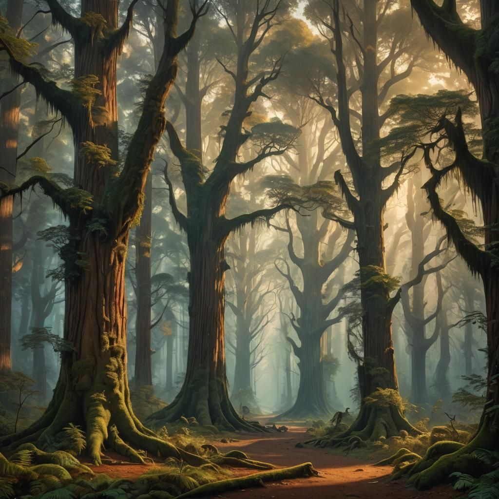 Mystical Redwood Forest in Baroque Fantasy Style