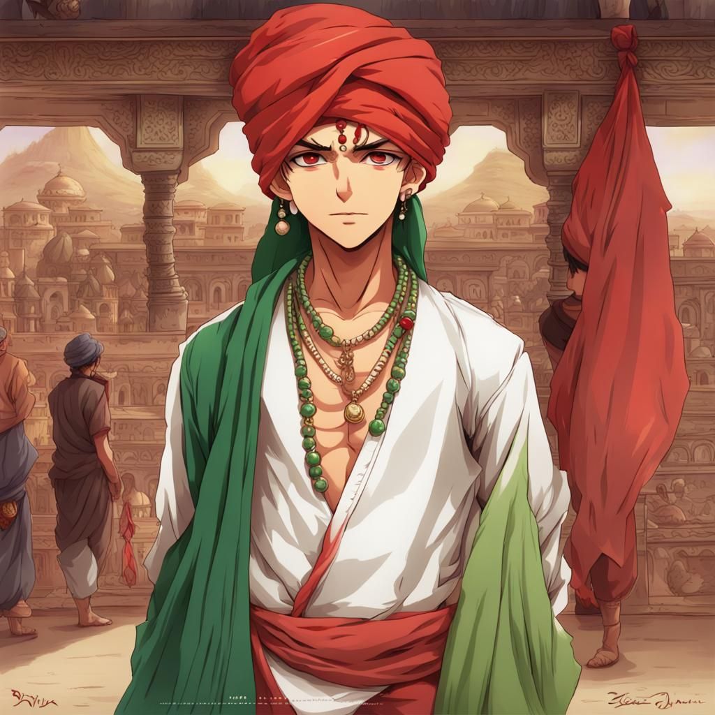 Rajasthani Boy in Anime Style