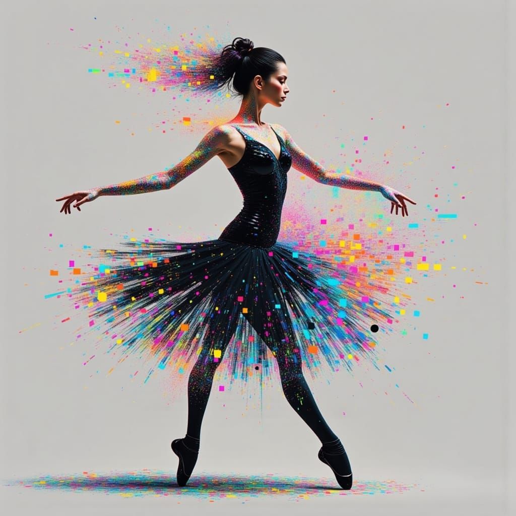 Ballerina Portrait in Glitch Art Style