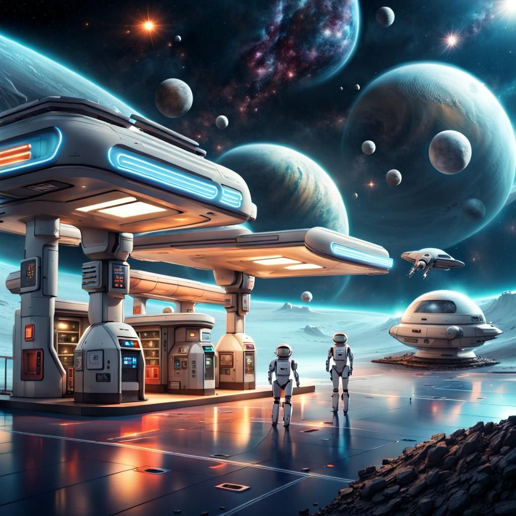 Science Fiction Gas Station in Galactic Space