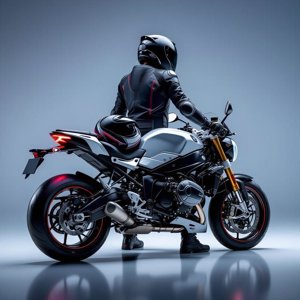 BMW Motorcycle Studio Shot in Hyper-Real Style