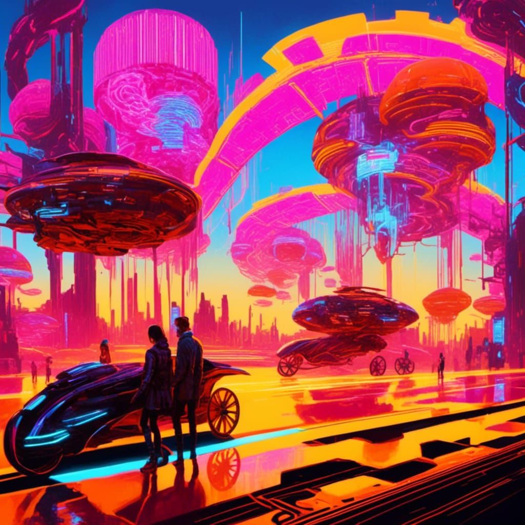 Cyberpunk Movie Scene with Neon Lights