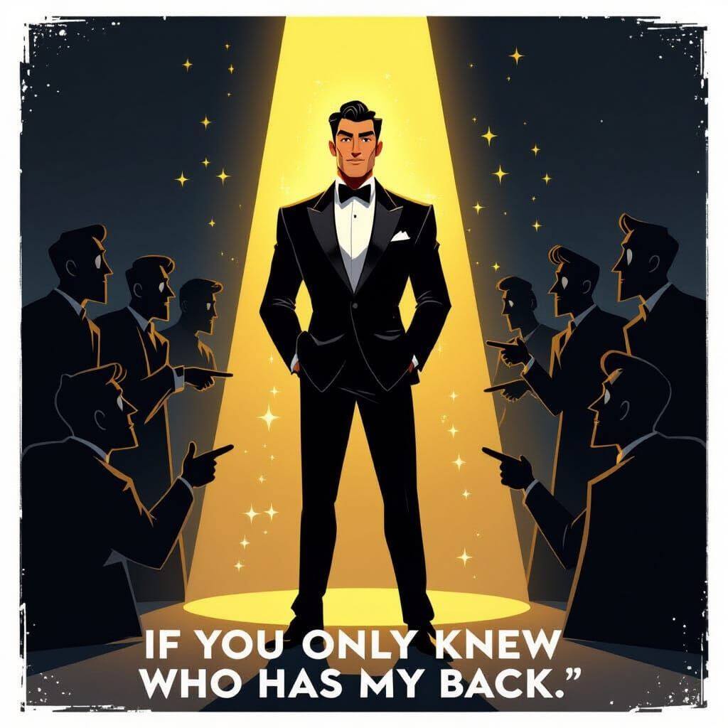 Man in Black Suit Illuminated by Divine Light