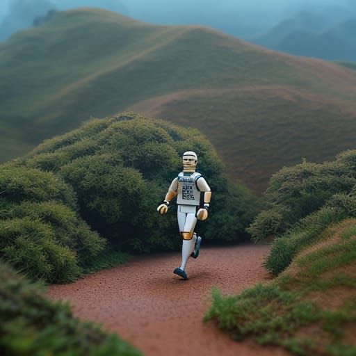 Forrest Gump Lego Figurine Running: Hyperrealistic Digital A...