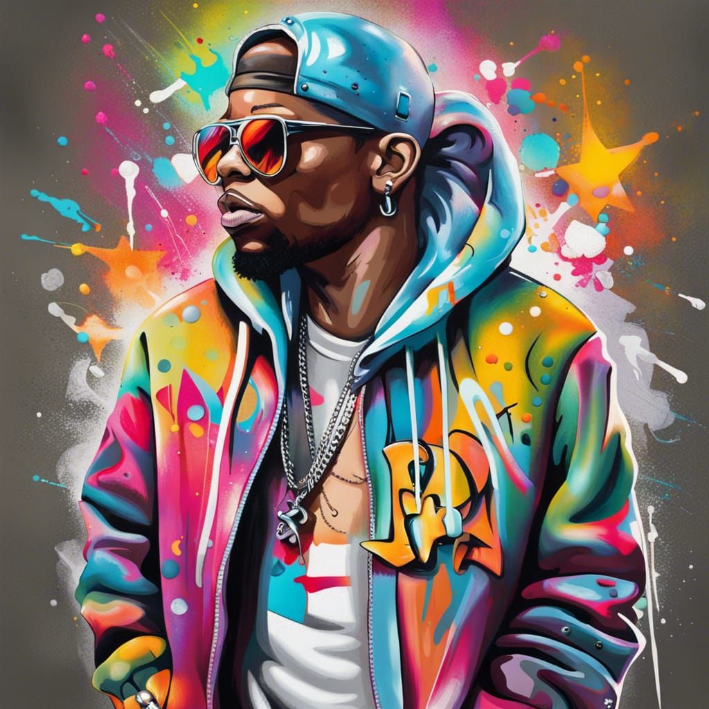 Pop Star in Hip Hop Style Graffiti Art