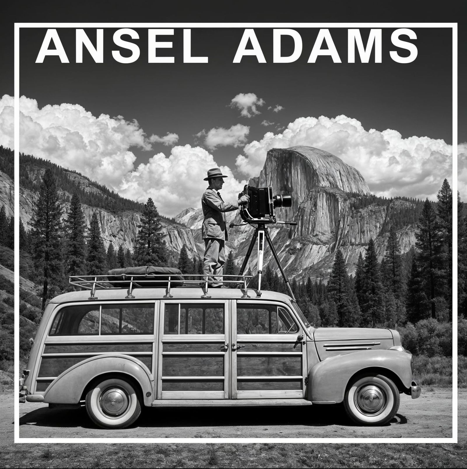 Ansel Adams Photographing Yosemite in Vintage Style