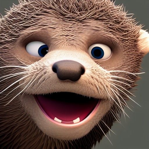 Angry Otter in Pixar-Style 3D Digital Art