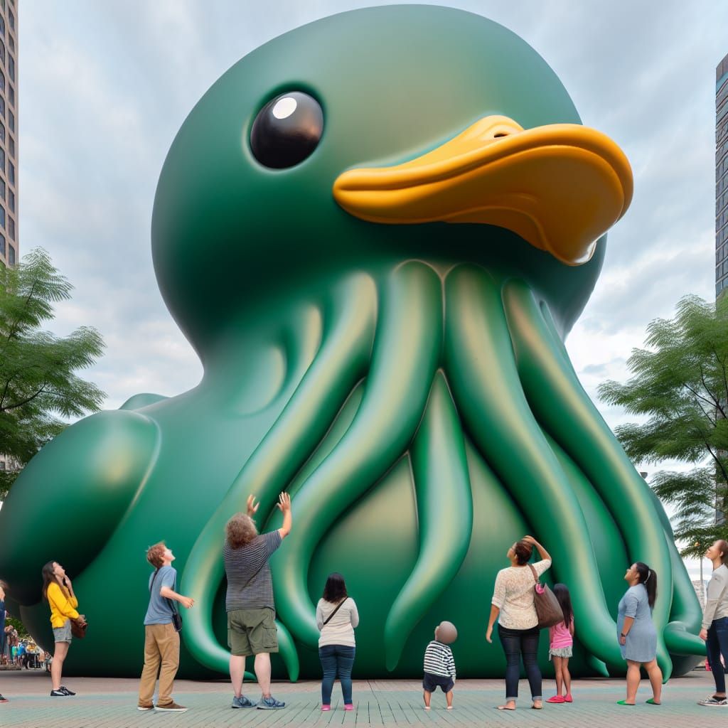 giant green cthulhu rubber duck