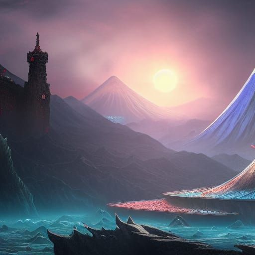 Drowned Fujiyama: Detailed Matte Painting