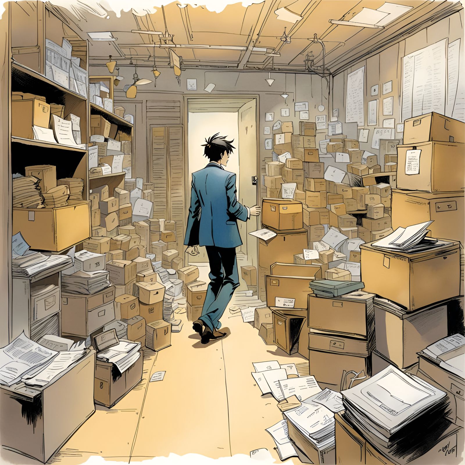 Fired Manager Leaving Office: Vibrant Sketch Art