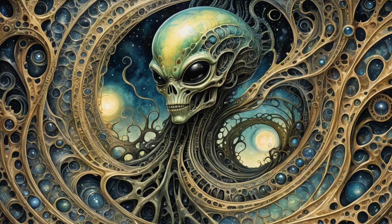 Surreal Alien Landscape with Fiber Optics