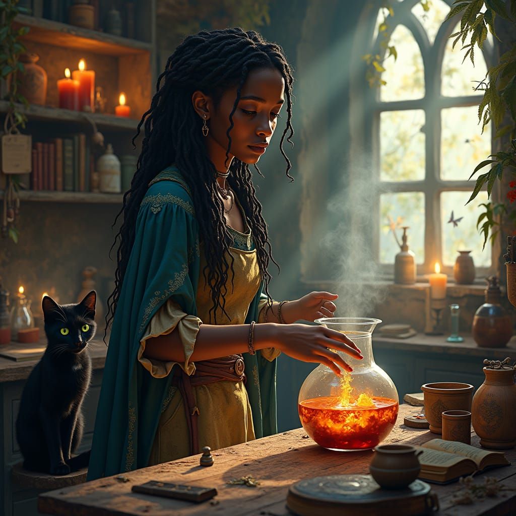 Enchanted Alchemist's Workshop in Vibrant Matte Painting