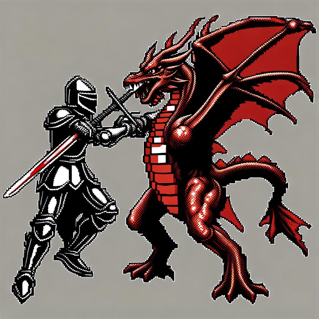 Knight vs Dragon: 8-bit Pixel Art Battle