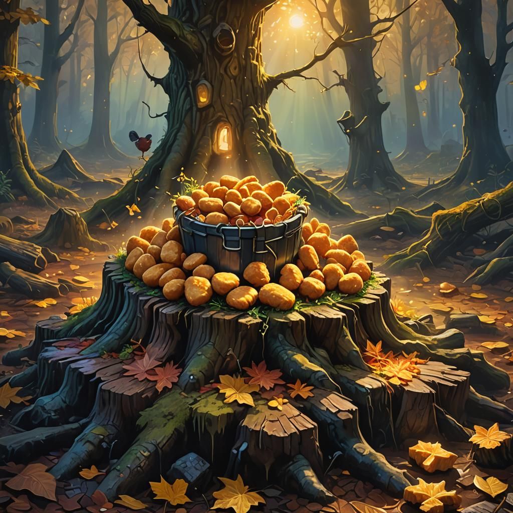 Magical Chicken Nuggets in an Enchanted Forest