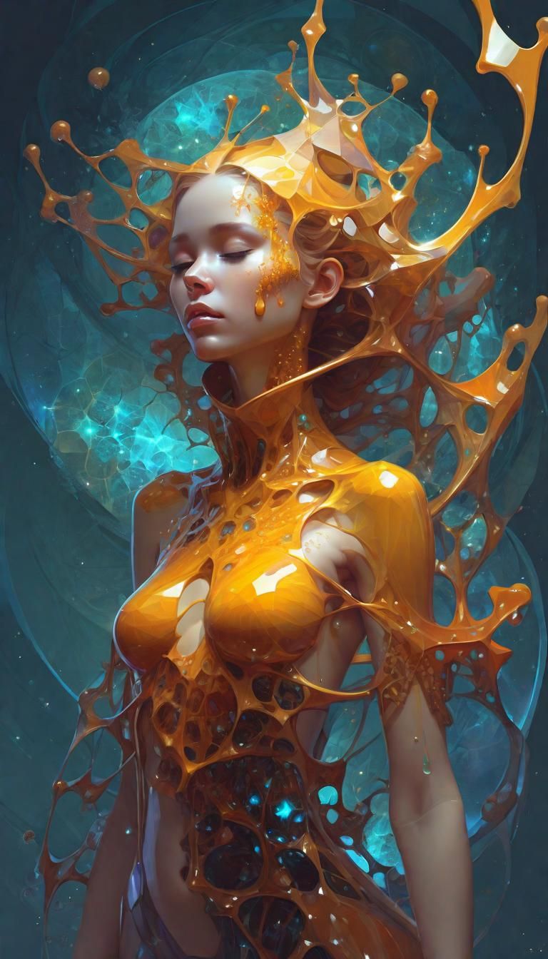 Fractal Honey Paint in Stylized Polygon Art