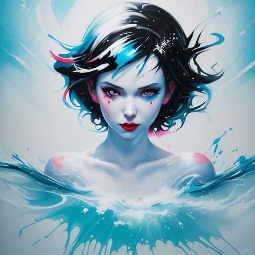 Snow White in Ocean Graffiti Splash Art