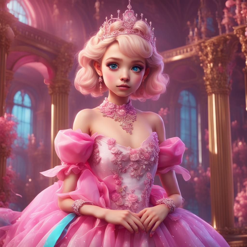 Girly Boy in Princess Style: Detailed Matte Painting