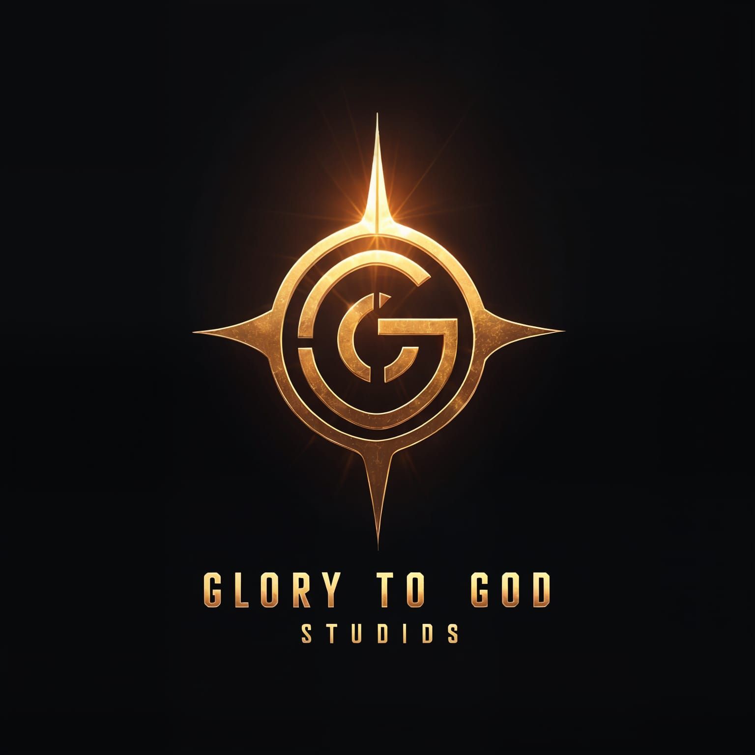 Bold Metallic Logo with Glowing Aura for God Studios