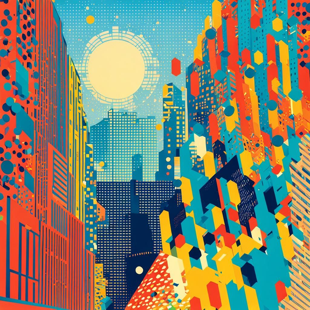Futuristic Cityscape in Pop Art Style