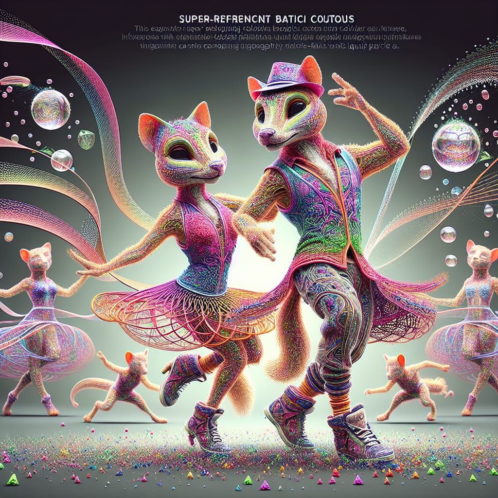 Anthropomorphic Dancers in Birefringent Batik Couture