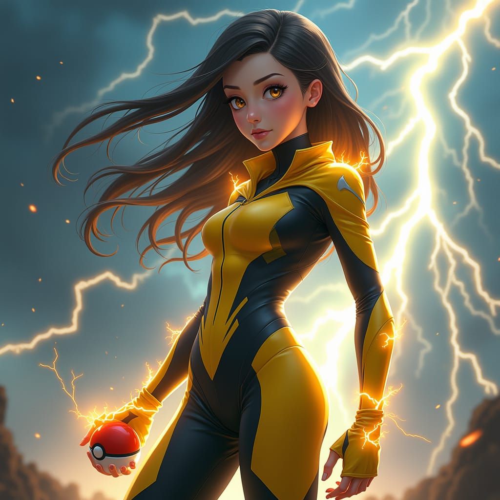 Electrifying Young Trainer with Lightning-Touched Hair