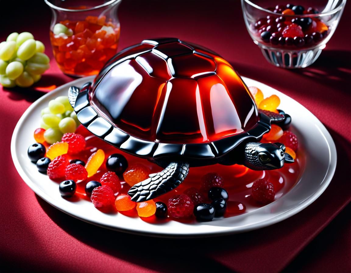Hyperrealistic Jelly Turtle Food Sculpture