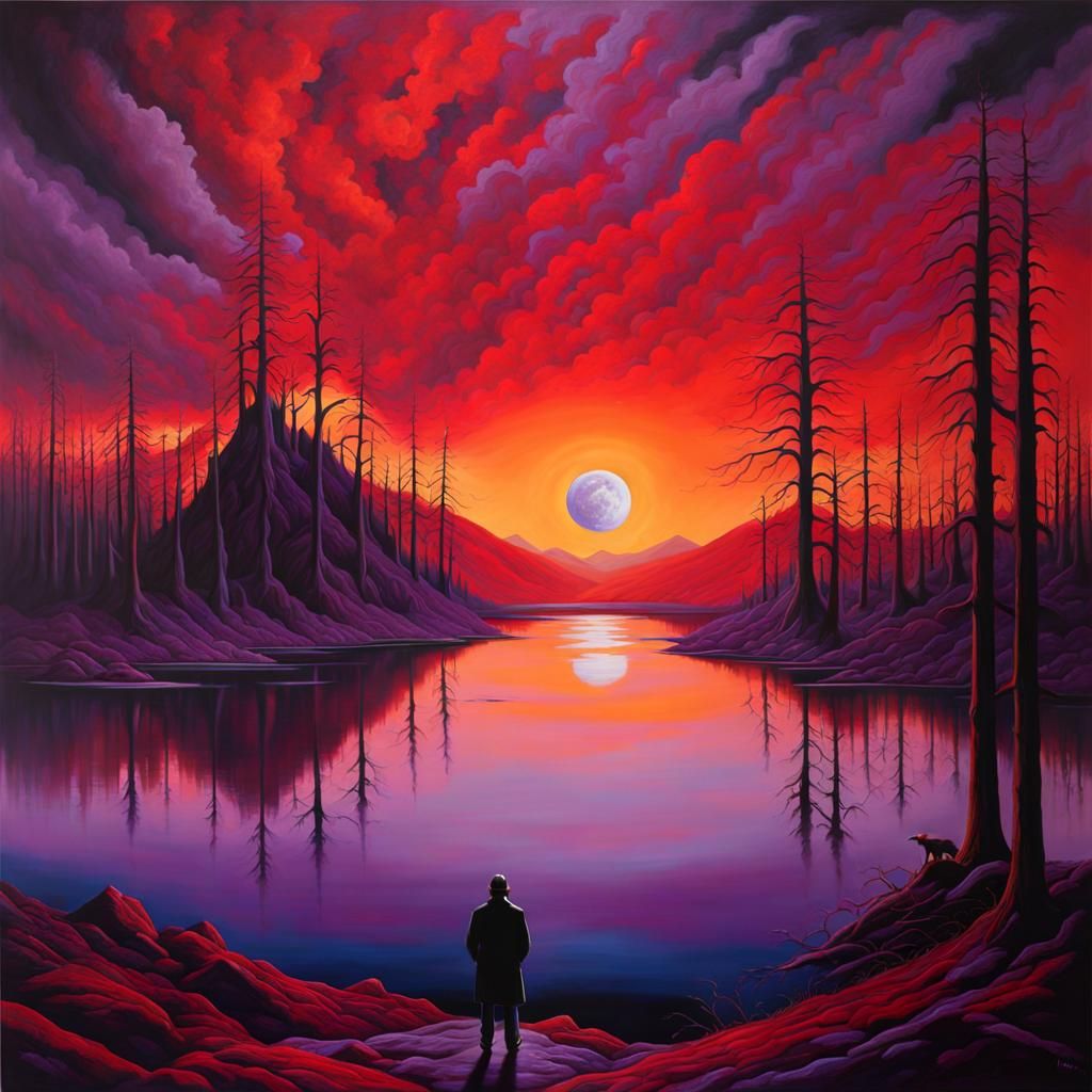 Apocalyptic Vision: Man Gazing at the Sky