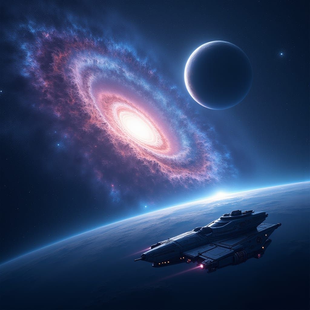 Majestic Spiral Galaxy in Deep Space: Digital Art