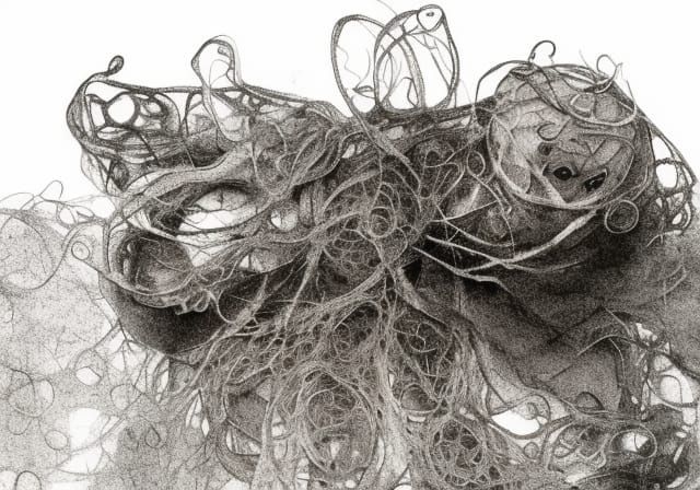 Intricate Organic Bodies in Graphite and Ink