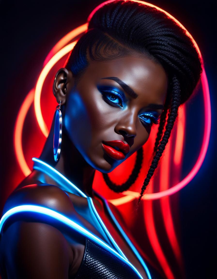 Portrait of a Lady with Neon