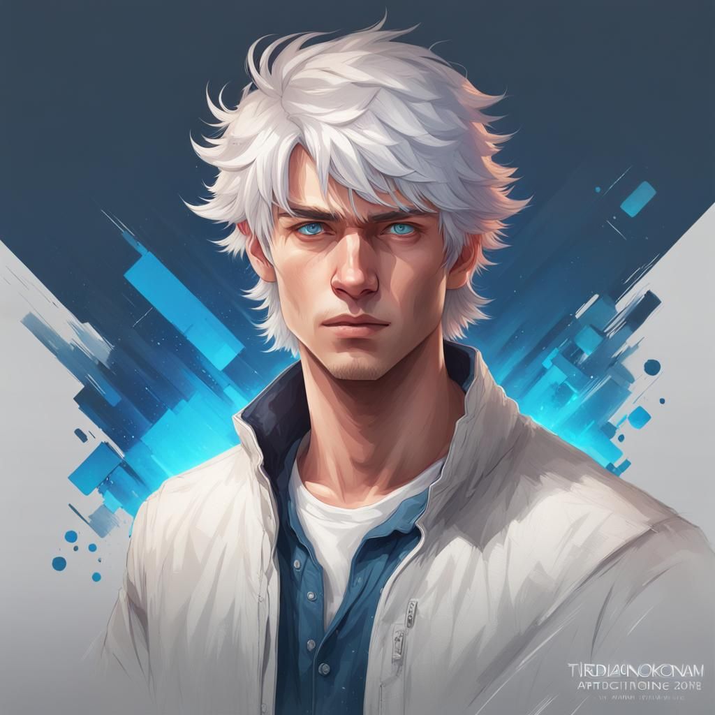 Hyperdetailed Portrait of White-Haired Boy