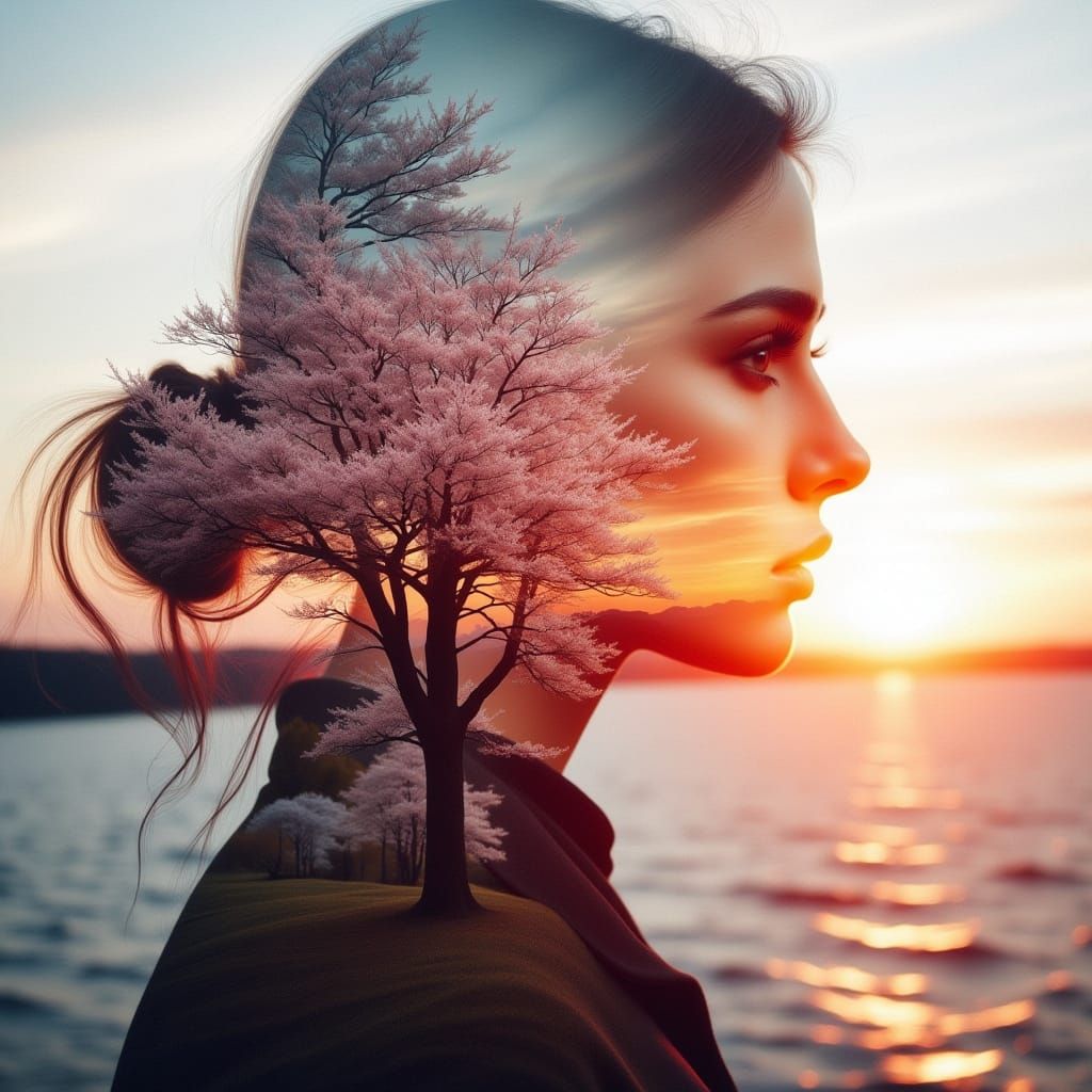 Ethereal Cityscape Sunset with Silhouette